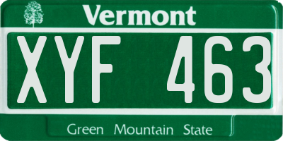 VT license plate XYF463