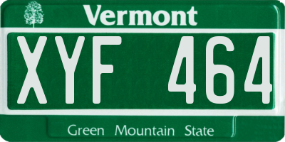 VT license plate XYF464