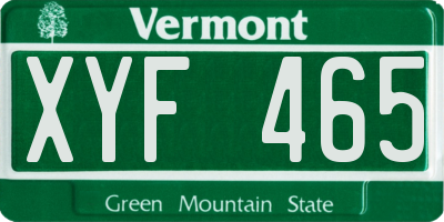 VT license plate XYF465