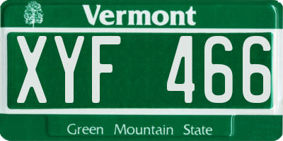 VT license plate XYF466