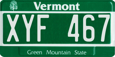 VT license plate XYF467