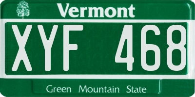 VT license plate XYF468