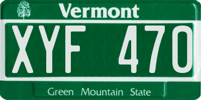 VT license plate XYF470