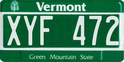 VT license plate XYF472