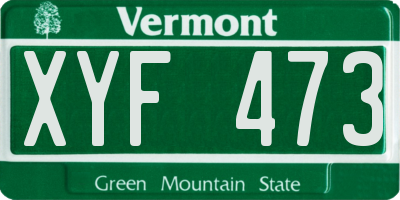 VT license plate XYF473