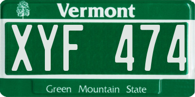 VT license plate XYF474