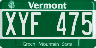 VT license plate XYF475