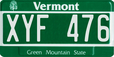 VT license plate XYF476