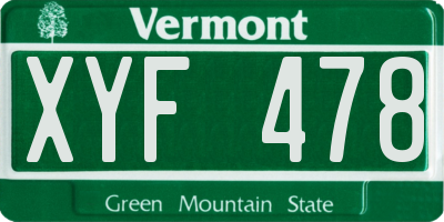 VT license plate XYF478
