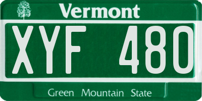 VT license plate XYF480