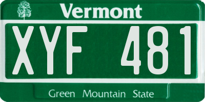 VT license plate XYF481