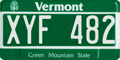 VT license plate XYF482