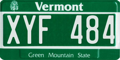 VT license plate XYF484