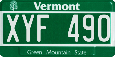 VT license plate XYF490