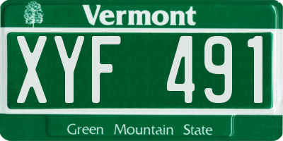 VT license plate XYF491
