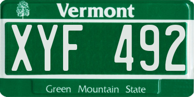 VT license plate XYF492
