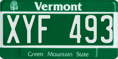 VT license plate XYF493