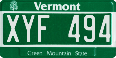 VT license plate XYF494