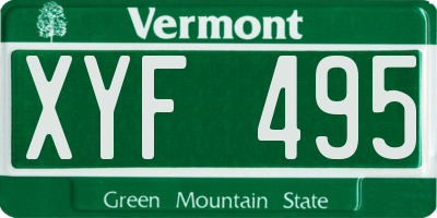VT license plate XYF495