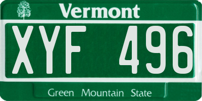 VT license plate XYF496
