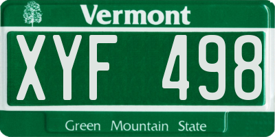 VT license plate XYF498