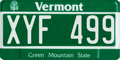 VT license plate XYF499