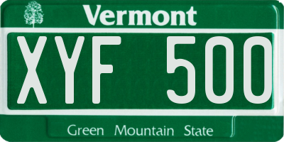 VT license plate XYF500