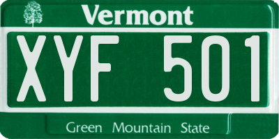 VT license plate XYF501