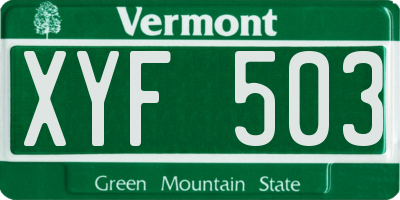 VT license plate XYF503