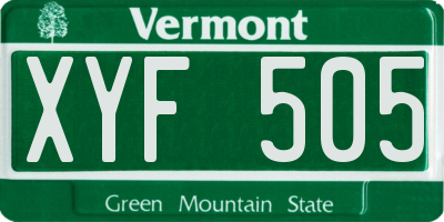 VT license plate XYF505