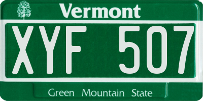 VT license plate XYF507