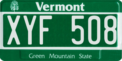 VT license plate XYF508