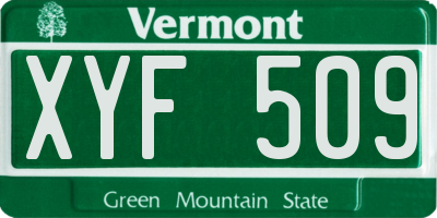 VT license plate XYF509