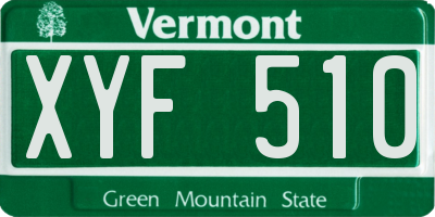 VT license plate XYF510