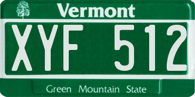 VT license plate XYF512