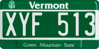 VT license plate XYF513