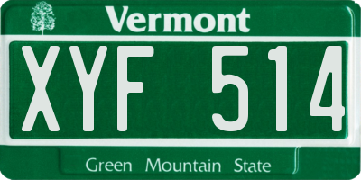VT license plate XYF514