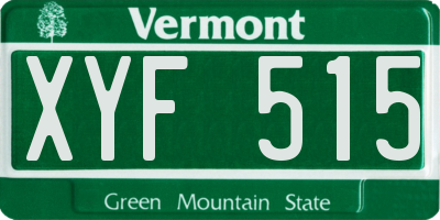 VT license plate XYF515