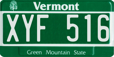 VT license plate XYF516