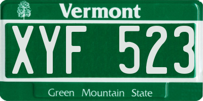 VT license plate XYF523