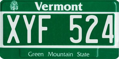 VT license plate XYF524