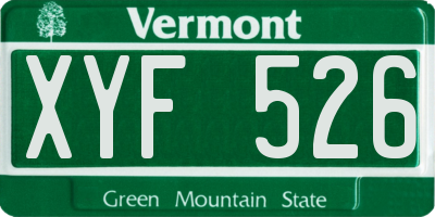 VT license plate XYF526