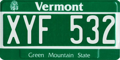 VT license plate XYF532