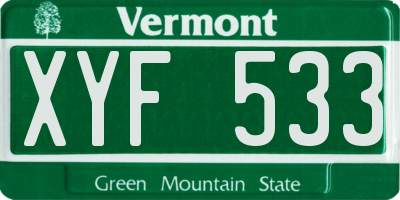 VT license plate XYF533