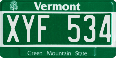 VT license plate XYF534