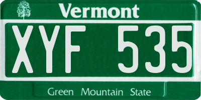 VT license plate XYF535