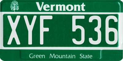 VT license plate XYF536