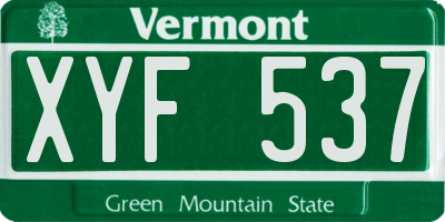 VT license plate XYF537