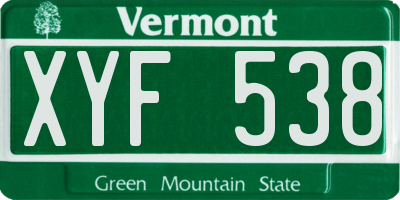 VT license plate XYF538