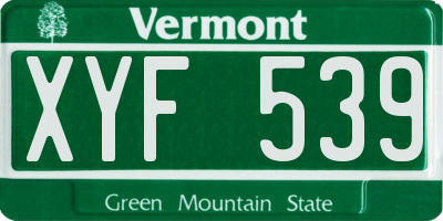 VT license plate XYF539